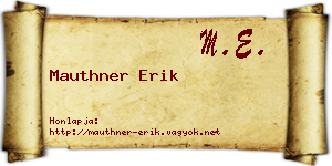 Mauthner Erik névjegykártya